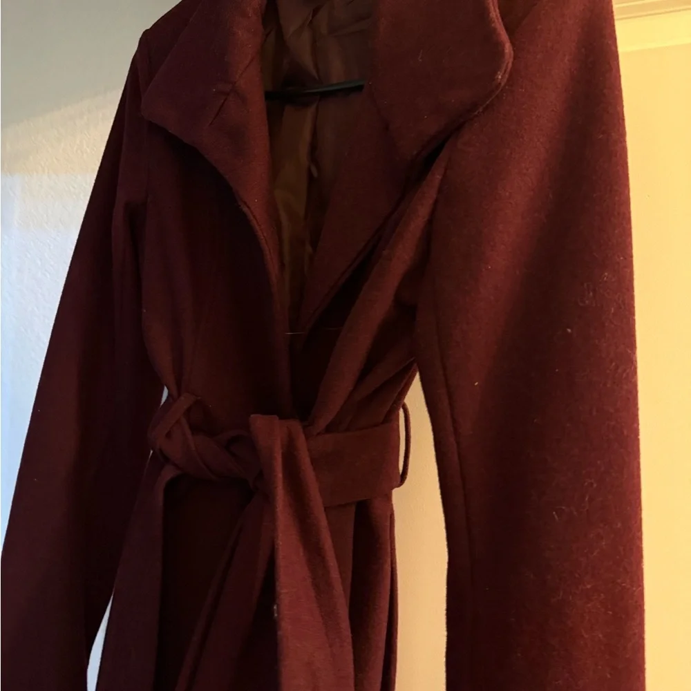 New York & Company Deep Burgundy Trench Coat - Picture 1 of 8